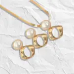 Juego de Joyería Elegante y Moderno de 3 Piezas para Mujer, Collar Circular Irregular, Gargantilla de Metal Clásica, Aretes para Uso Diario Informal, Regalo 5