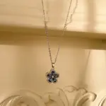 Juego de Joyería Vintage Elegante de 3 Piezas para Mujer, Collar con Flores Azules Incrustadas, Gargantilla de Cristal Brillante, Aretes de Novia para Boda, Fiesta 2