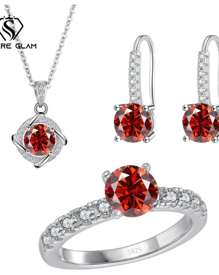 Conjunto de joyería fina Moissanit de Color 4CT D, conjunto de collar y pendientes de anillo de moda de Plata de Ley 925, conjuntos de joyería para boda de mujer 2