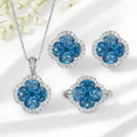 Conjunto de joyería Vintage elegante para mujer, collar con incrustaciones de trébol de cuatro hojas, gargantilla de cristal brillante, pendientes de boda para fiesta, 4 Uds. 1