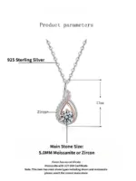 Collar de plata de ley TY 925 para mujer, collar con colgante de plata de ley con circonita Moissanite de 0,5 CT, D VVS1, oro rosa multicolor 6