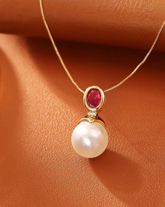 Juego de Joyería Vintage Elegante de 3 Piezas para Mujer, Collar de Perlas de Circonio Rojo, Gargantilla de Cristal Brillante, Aretes de Novia para Boda, Fiesta 2