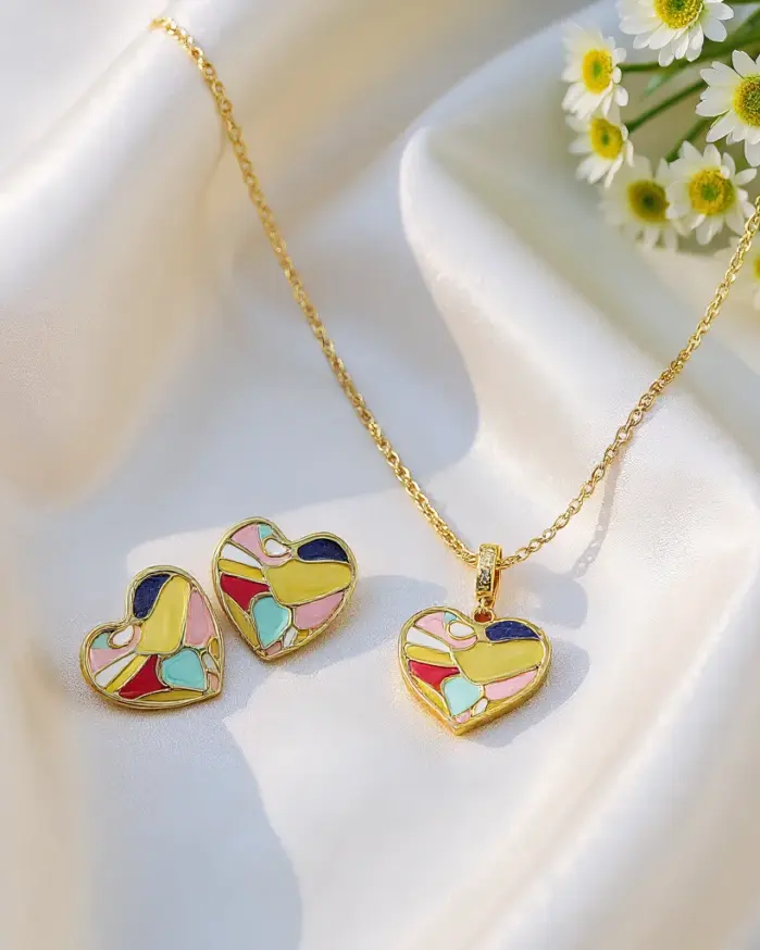 Juego de Joyería Vintage Elegante de 3 Piezas para Mujer, Collar con Esmalte que Simula Goteo de Aceite, Gargantilla Brillante, Aretes para Novia, Boda, Fiesta 1
