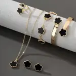 Conjunto de joyería Vintage elegante para mujer, collar de flores de la suerte, gargantilla de cristal rojo brillante, pendientes de boda para fiesta, 6 uds. 1