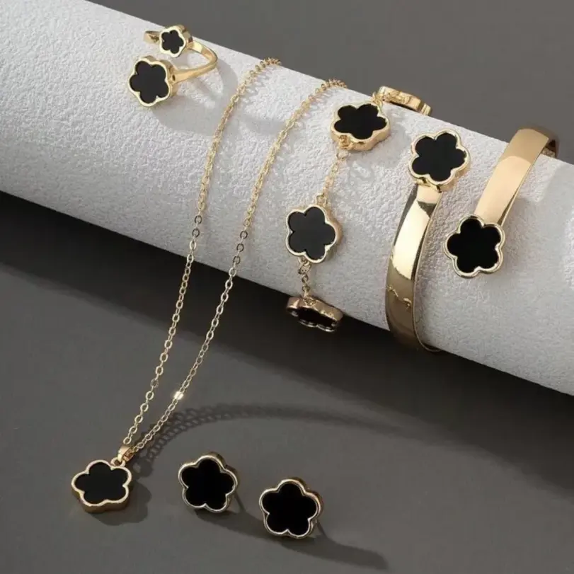 Conjunto de joyería Vintage elegante para mujer, collar de flores de la suerte, gargantilla de cristal rojo brillante, pendientes de boda para fiesta, 6 uds. 1 Conjunto de joyería Vintage elegante para mujer, collar de flores de la suerte, gargantilla de cristal rojo brillante, pendientes de boda para fiesta, 6 uds. 1