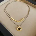 Juego de Joyería Vintage Elegante de 4 Piezas para Mujer, Collar con Gotas de Agua Circulares, Gargantilla de Metal Dorado, Aretes para Uso Diario, Regalo 5