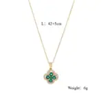 Juego de Joyería Elegante y Moderno de 2 Piezas para Mujer, Collar con Flor de Cuatro Hojas Verde, Gargantilla de Metal Clásica, Anillos para Uso Diario Informal, Regalo 6
