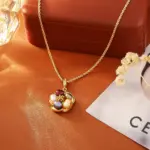 Juego de Joyería Vintage Elegante de 3 Piezas para Mujer, Collar de Perlas y Flores, Gargantilla de Cristal Brillante, Aretes de Novia para Boda y Fiesta 2