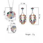 Conjunto de joyería Vintage elegante para mujer, collar de circonio de colores, gargantilla de cristal brillante, pendientes de boda para fiesta, 4 Uds. 6