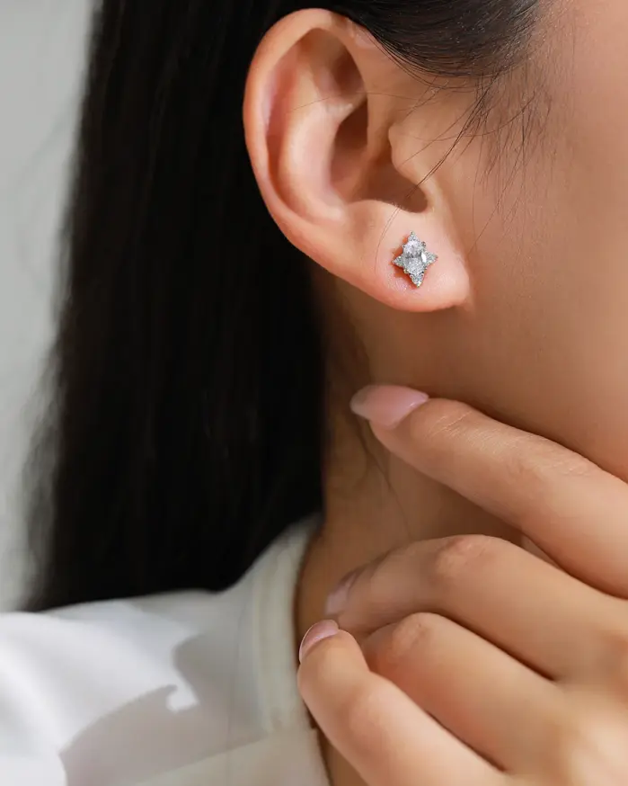 Pendientes hipoalergénicos de plata de ley 925 con moissanita TY 0,5 CT para mujer, pendientes finos de joyería de moda D VVS1 2