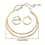 Juego de Joyería Elegante y Moderno de 3 Piezas para Mujer, Collar Geométrico Tipo O, Gargantilla de Metal Clásica, Uso Diario Informal, Pendientes Grandes, Regalo 6