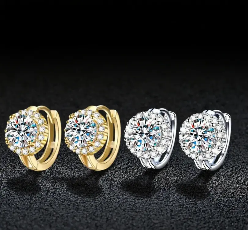 TY-pendientes de aro clásicos con diamantes de moissanita para mujer, joyería fina de plata de ley S925 para fiesta de compromiso y boda, regalo 1 TY-pendientes de aro clásicos con diamantes de moissanita para mujer, joyería fina de plata de ley S925 para fiesta de compromiso y boda, regalo 1