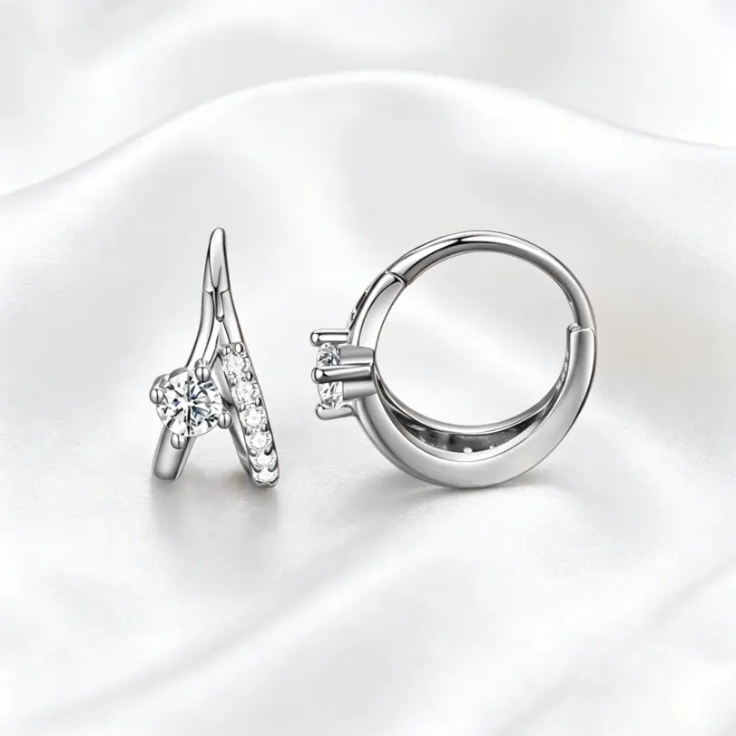 Pendientes de plata de ley 925 con moissanita para mujer, color D, corte redondo de laboratorio, aretes de moissanita, joyería de regalo, pendientes para mujer 4