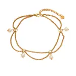 DIEYURO 316L Acero inoxidable borla dorada colgante tobilleras de perlas para mujer señora nueva cadenas de pie impermeables joyería regalo de fiesta 6