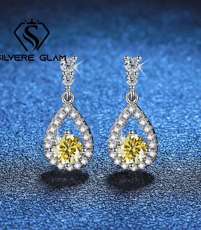 Pendientes nuevos de moissanita a la moda, pendientes de plata 925 para mujer, pendientes de compromiso de boda nupcial de lujo, joyería fina, regalos 2