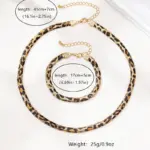 Conjunto de collar y pulsera de cadena de serpiente con estampado de leopardo para mujer, joyería de moda, accesorios de uso diario, regalos de nuevos estilos, 2 uds. 5