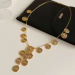 Juego de joyería vintage elegante de 3 piezas para mujer, collar largo con diseño circular, collarín de moda, pendientes para novia, boda, fiesta 4