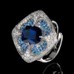 Conjunto de joyería Vintage elegante para mujer, collar de pétalos en forma de corazón azul, gargantilla de cristal brillante, pendientes de boda para fiesta, 4 Uds. 5