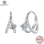 Pendientes de plata de ley 925 con moissanita para mujer, color D, corte redondo de laboratorio, aretes de moissanita, joyería de regalo, pendientes para mujer 6