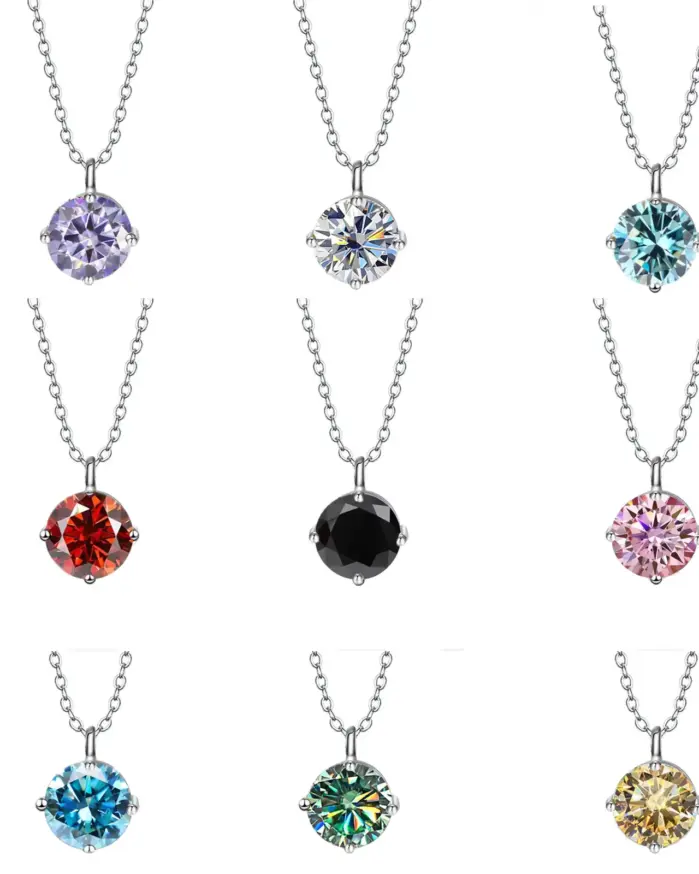 Cadena de clavícula de moissanita de Plata de Ley 925 para mujer, collar de moda clásico de lujo ligero de moissanita de cuatro puntas de 1 quilate 1