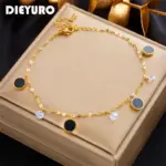 DIEYURO-tobilleras redondas de acero inoxidable 316L para mujer y niña, cadena de pierna de circón, joyería impermeable, regalo de fiesta 1