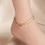 Tobilleras DIEYURO 316L de acero inoxidable con flor de loto rosa para mujer y niña, nueva tendencia, cadenas multicapa, joyería que no se decolora, regalo para fiesta 3