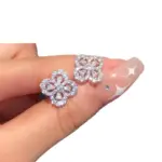 Conjunto de joyería Vintage elegante para mujer, collar de trébol de cuatro hojas, gargantilla de cristal brillante, pendientes de boda para fiesta, 3 uds. 6
