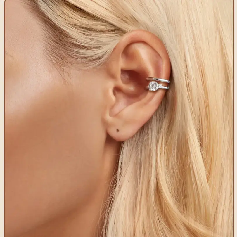 Pendientes de plata de ley 925 con moissanita para mujer, clip para la oreja, 0,5 CT, joyería fina con moissanita, clip para orejas sin perforar 1 Pendientes de plata de ley 925 con moissanita para mujer, clip para la oreja, 0,5 CT, joyería fina con moissanita, clip para orejas sin perforar 1