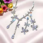 Juego de Joyería Vintage Elegante de 3 Piezas para Mujer, Collar con Borla de Mariposa, Gargantilla de Cristal Brillante, Pendientes de Novia para Boda, Fiesta 1