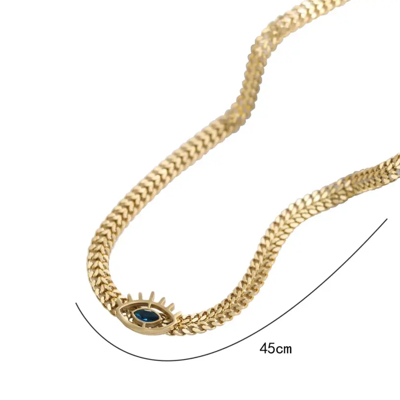 Conjunto de joyería Vintage elegante para mujer, collar de ojo de diablo, gargantilla dorada, pulsera de boda nupcial, regalo de fiesta, 2 uds. 5