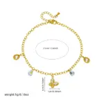 DIEYURO 316L Acero inoxidable mariposa dorada gota de agua tobillera de circón para mujer cadena de pie de moda joyería regalo glamuroso 2