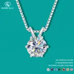 Collares con colgante de moissanita TY 1ct, collar solitario de plata de ley S925, cadenas para mujeres, regalos de joyería fina 1