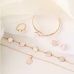 Conjunto de joyería Vintage elegante para mujer, collar de flores de la suerte, gargantilla de cristal rojo brillante, pendientes de boda para fiesta, 6 uds. 5