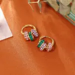 Juego de Joyería Vintage Elegante de 3 Piezas para Mujer, Collar de Cuerda Colorido, Gargantilla de Cristal Brillante, Aretes de Novia para Boda, Fiesta 5