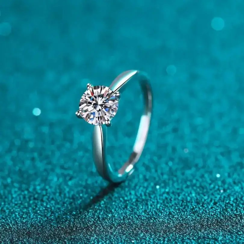 Anillo de moissanita TY de 2 quilates para mujer, anillo de boda de diamante de laboratorio, 100% Plata 925, joyería para dedo femenino 4