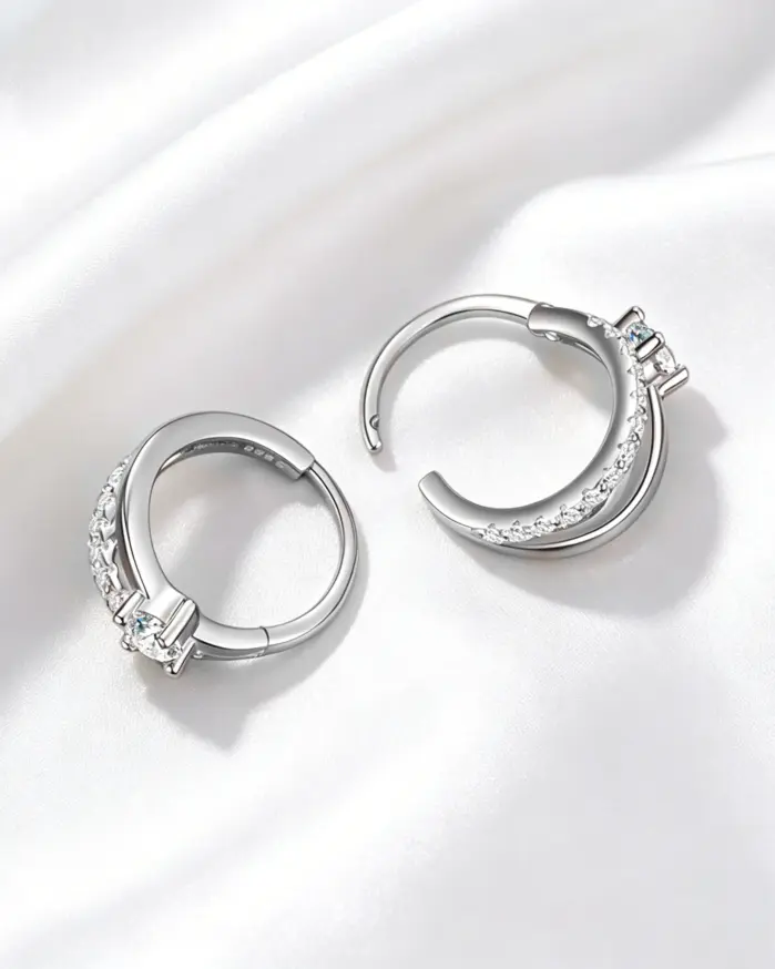 Pendientes de plata de ley 925 con moissanita para mujer, color D, corte redondo de laboratorio, aretes de moissanita, joyería de regalo, pendientes para mujer 2