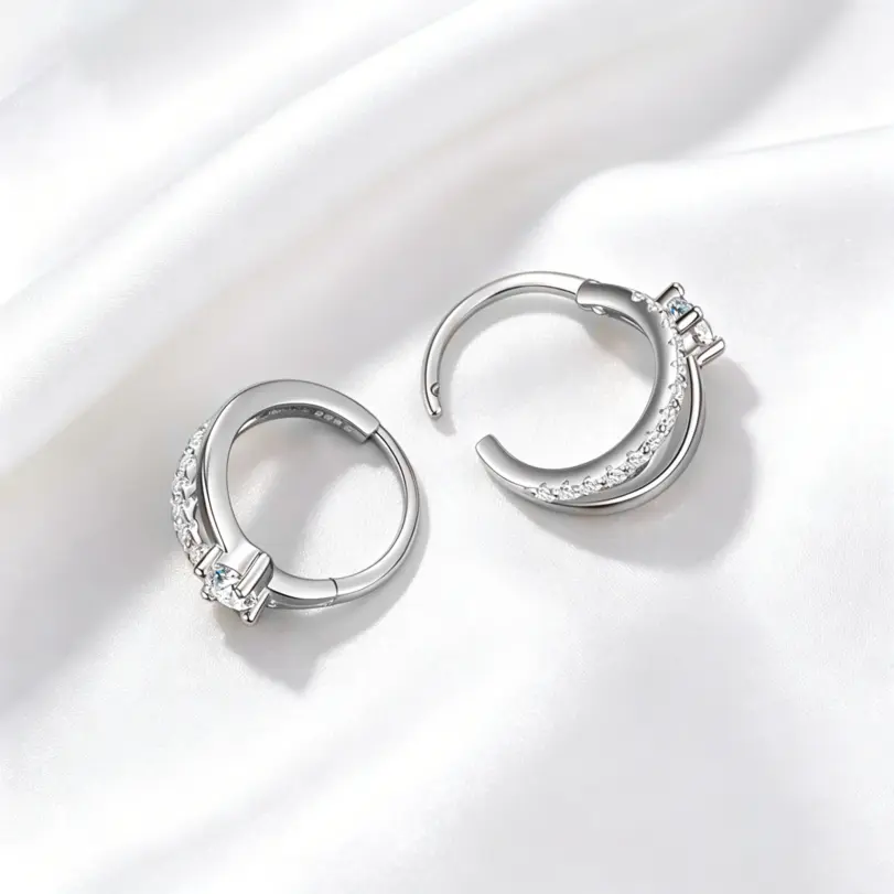 Pendientes de plata de ley 925 con moissanita para mujer, color D, corte redondo de laboratorio, aretes de moissanita, joyería de regalo, pendientes para mujer 2