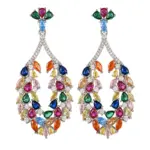 Conjunto de joyería Vintage elegante para mujer, collar de circonio de colores, gargantilla de cristal brillante, pendientes de boda para fiesta, 4 Uds. 5