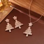 Juego de Joyería Vintage Elegante de 3 Piezas para Mujer, Collar con Árbol de Navidad Colorido, Gargantilla de Cristal Brillante, Aretes de Novia para Boda, Fiesta 5