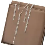 Conjunto de joyería para mujer, collar geométrico, pendientes, pulsera, adecuado para regalos de boda, fiesta y Festival, 3 uds. 5