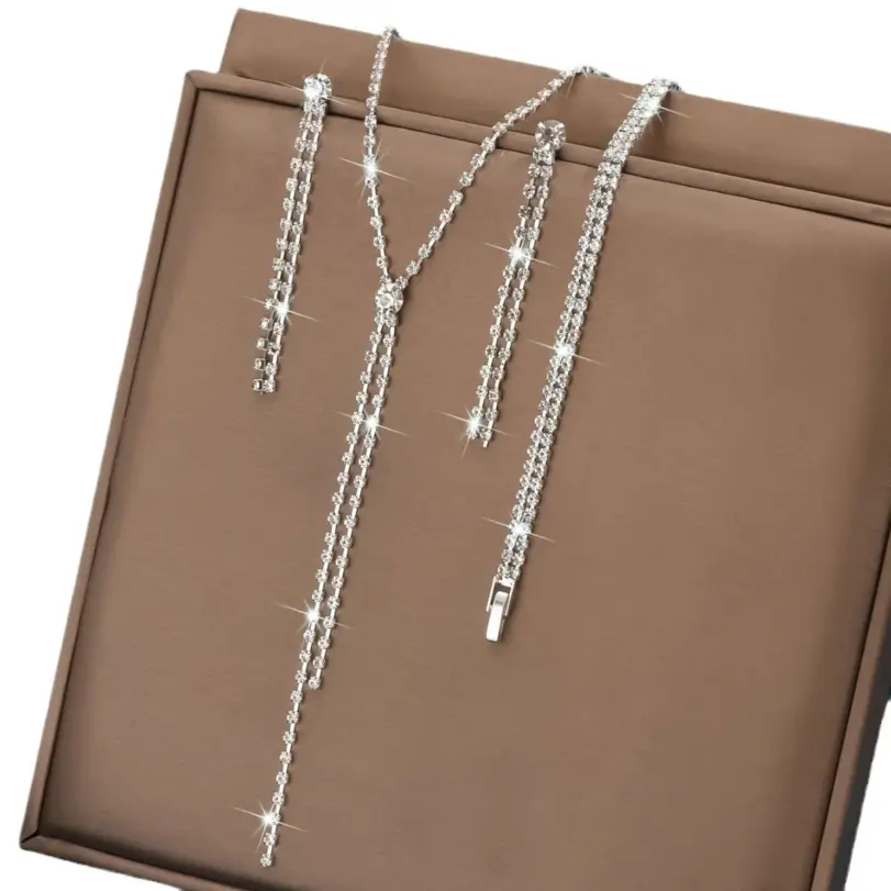 Conjunto de joyería para mujer, collar geométrico, pendientes, pulsera, adecuado para regalos de boda, fiesta y Festival, 3 uds. 5