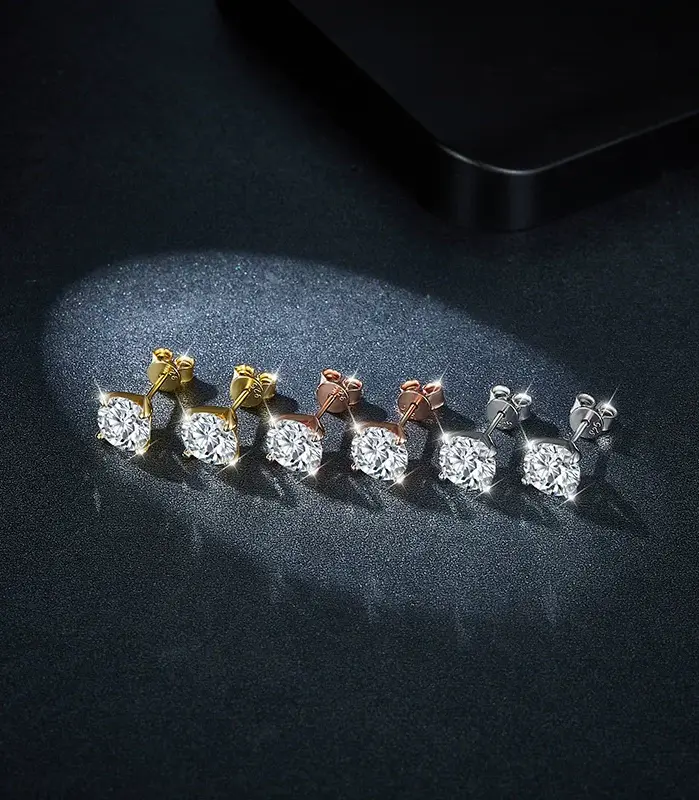 TY 0.1-2CT Pendientes de moissanita para mujer, oro rosa brillante, clásico, boda, laboratorio, pendiente de diamante, plata pura 925 2