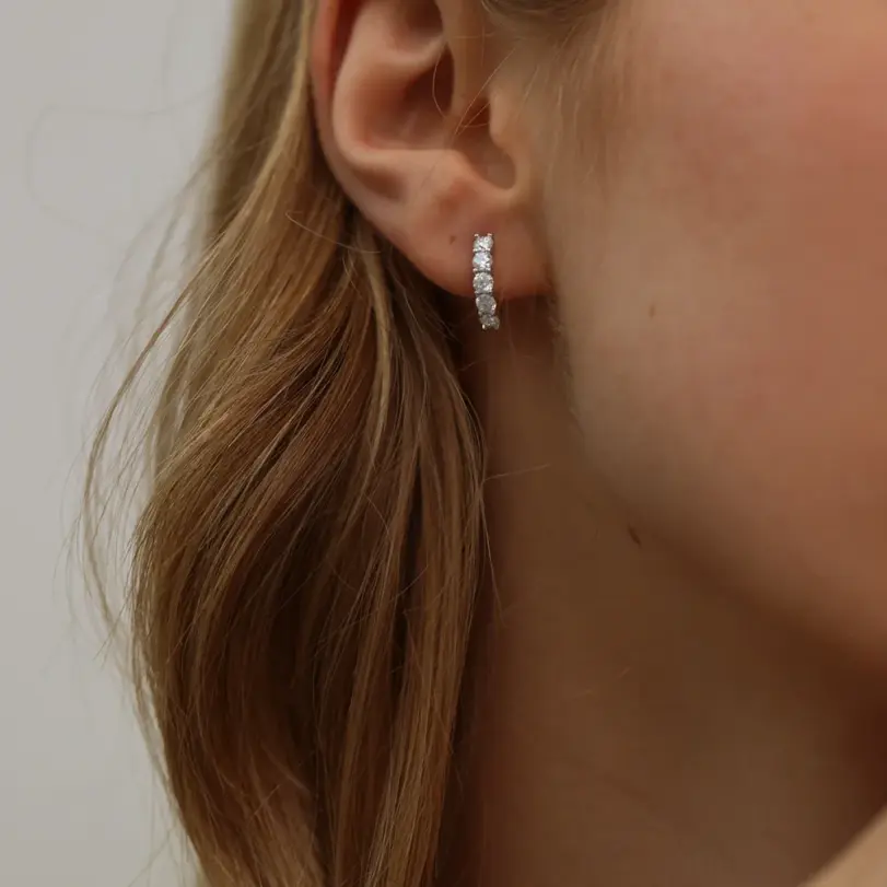 Pendientes TY para mujer, joyería de moissanita de Plata de Ley 925, pendientes de fiesta, aro de oro blanco chapado en plata 5