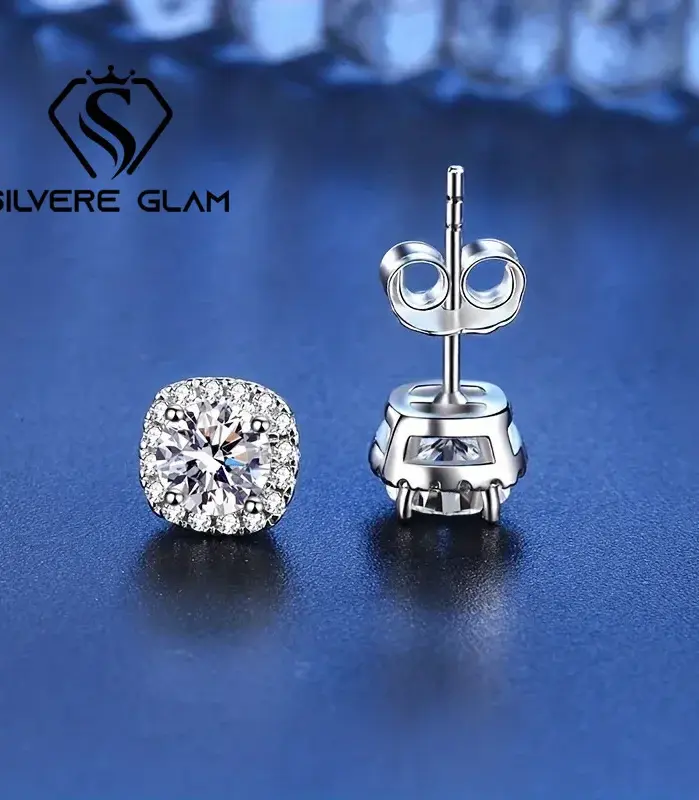 Pendientes de plata de ley 925 con forma cuadrada, aretes de moissanita brillantes, estilo delicado de lujo, regalo femenino, joyería fina 1