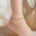 DIEYURO-tobilleras de mariposa de Color dorado de acero inoxidable 316L para mujer y niña, cadena para pierna de nueva tendencia, joyería que no se decolora, regalo para fiesta 3