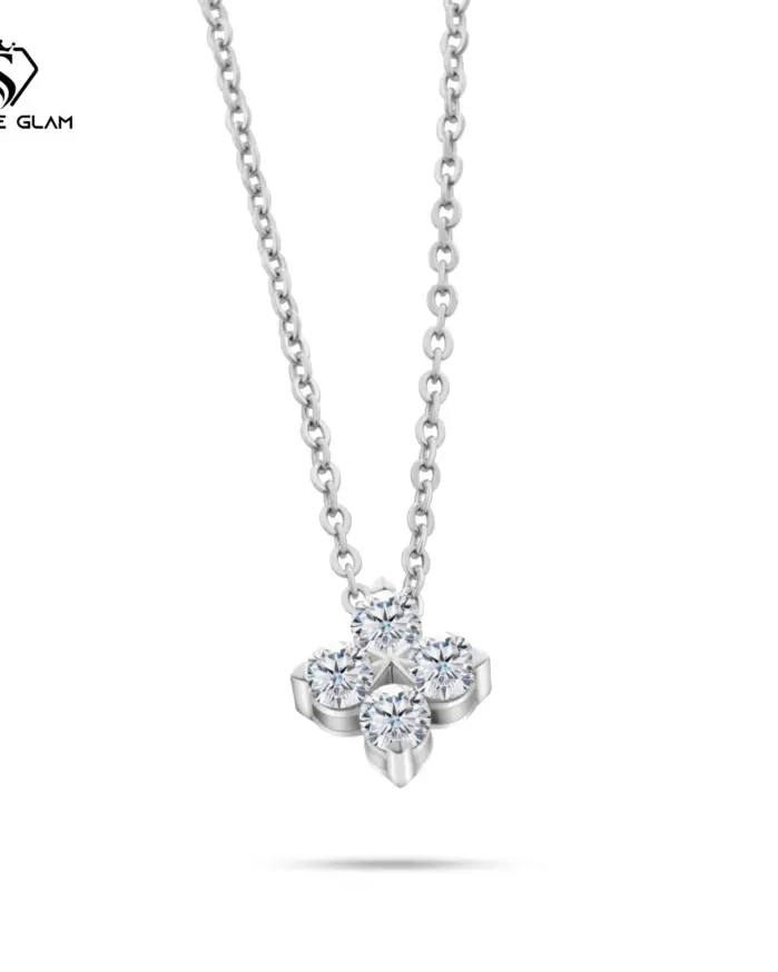 Collar clásico de plata de ley 925 de cuatro hojas, cadena de plata de moissanita de Color 0,4 CT D para mujer, joyería fina, regalo para fiesta de cumpleaños 2