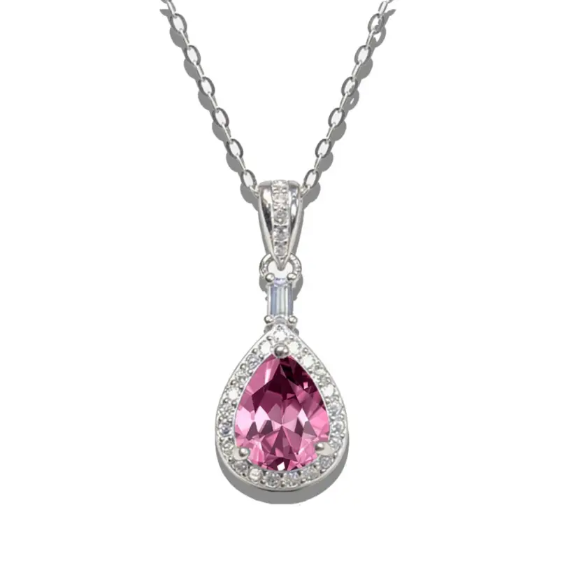 Collar de Moissanita TY 1CT, Cadena con Colgante de Plata de Ley S925, Zirconia Cúbica D VVS1, Joyería Fina para Mujer, Diseño de Gota de Agua 1
