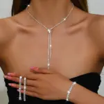 Conjunto de joyería para mujer, collar geométrico, pendientes, pulsera, adecuado para regalos de boda, fiesta y Festival, 3 uds. 1