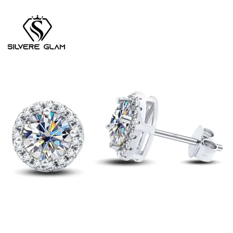Pendiente brillante de plata de ley S925, 1*2CT, Color D, moissanita, pendientes clásicos para Piercing para mujer, joyería fina para fiesta de boda 6