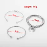 Conjunto de joyería elegante para mujer, pulsera con nudo de cuentas redondas, uso diario, regalo de fiesta de boda nupcial, 3 uds. 6